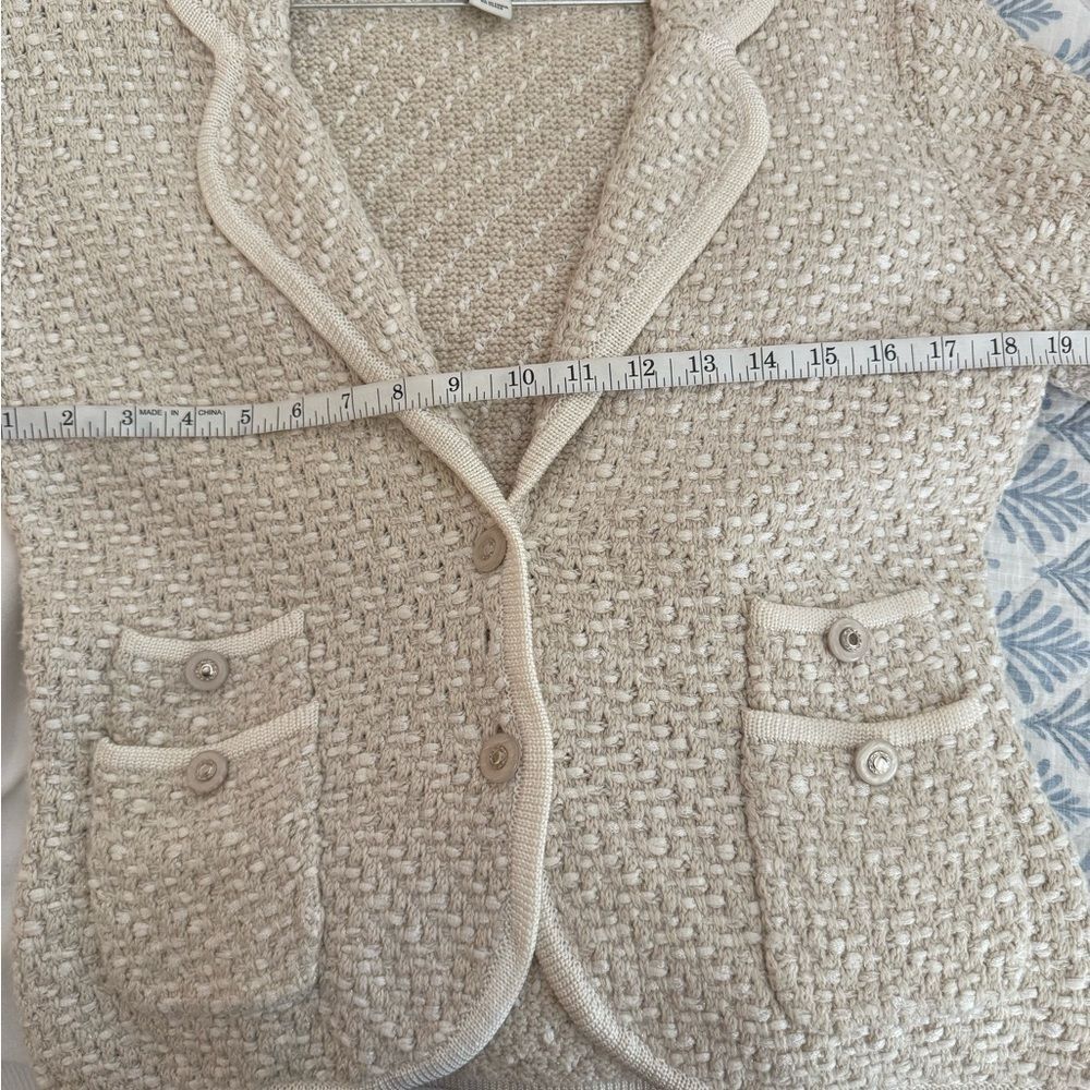 White House Black Market Textured Cream Cardigan with Pockets size L - Picture 6 of 9